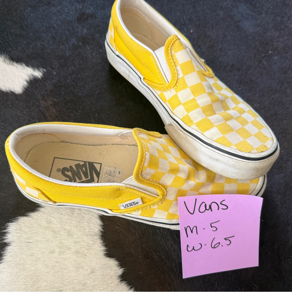 Vans Checkerboard Slip-On Sneakers in Yellow and White